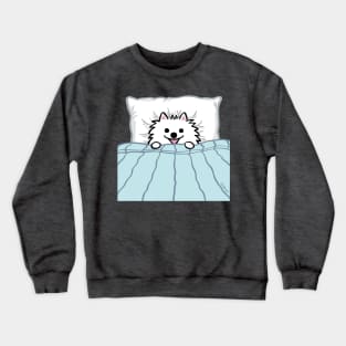 Cute White Pomeranian Tucked in Bed Crewneck Sweatshirt